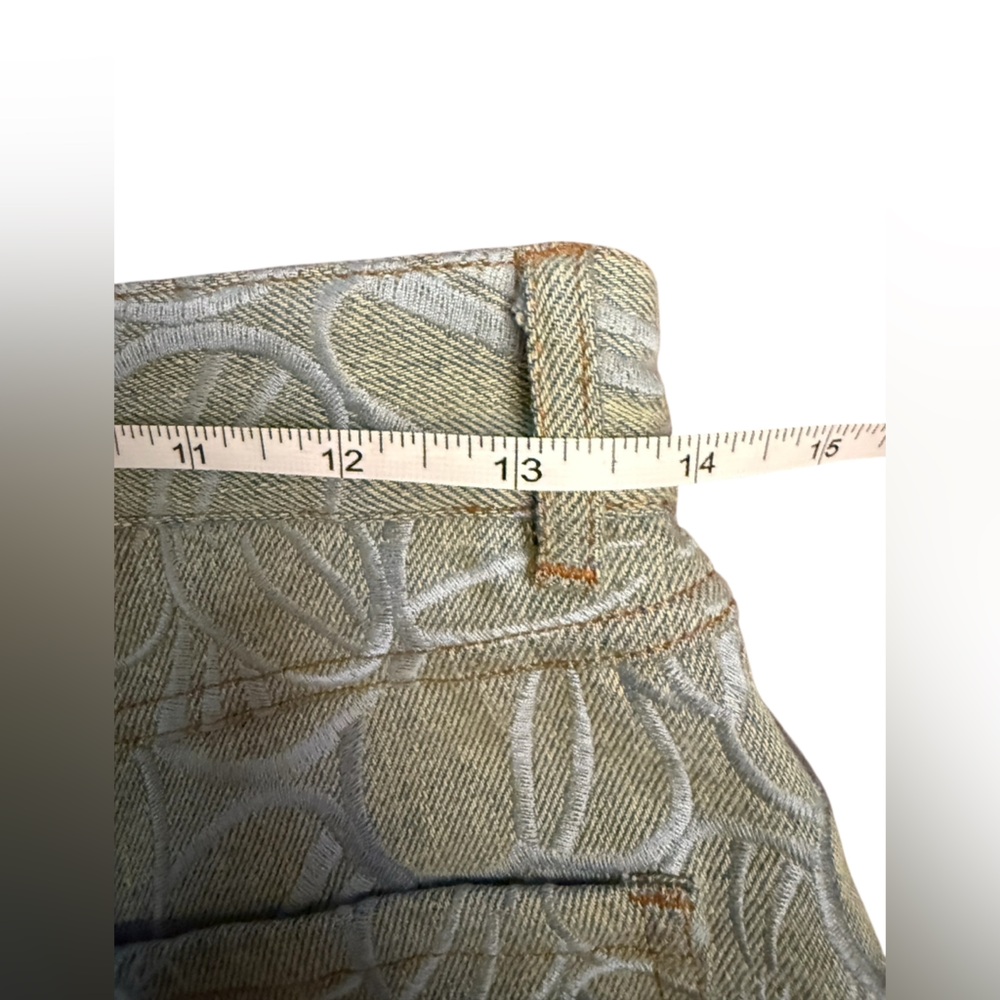 Cynthia Rowley Floral Cutout Wide-Leg Jeans in Sage and Ivory - Picture 11 of 16